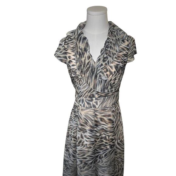 Dalia Dress Women Small Leopard Polyester V Neck Ruffle Wrap Pull On Cap Sleeve‎ - Picture 2 of 16
